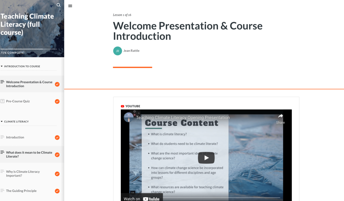 Articulate 365 Teaching Climate Literacy introduction